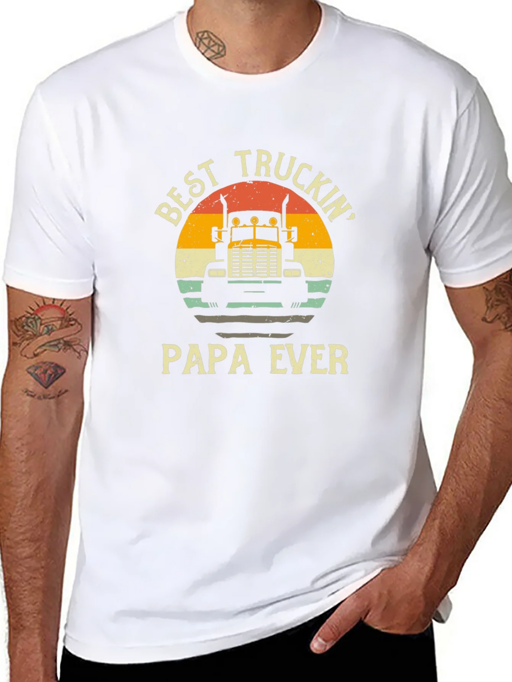 Best Truckin Papa Ever Black T-Shirt