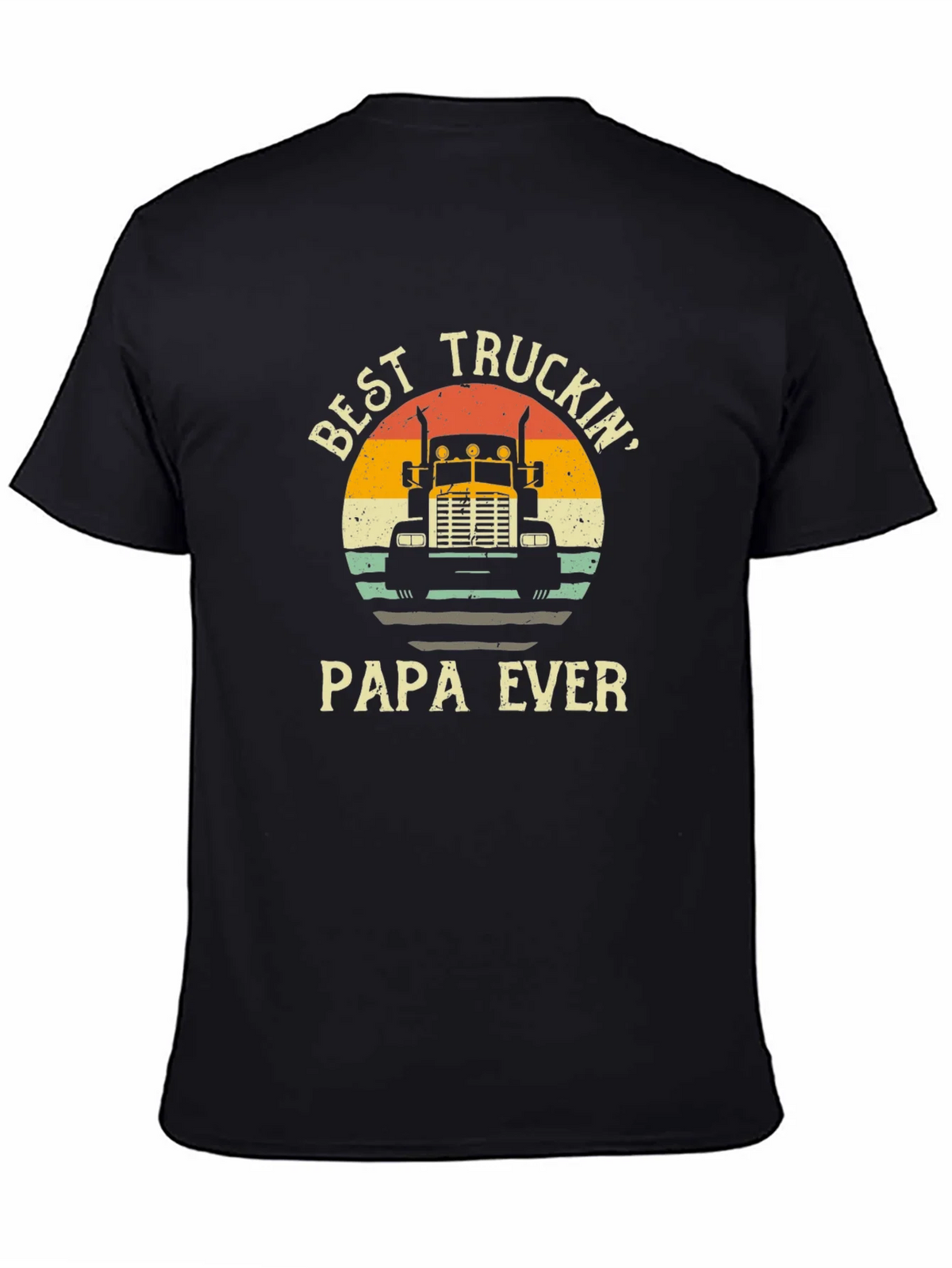 Best Truckin Papa Ever Black T-Shirt