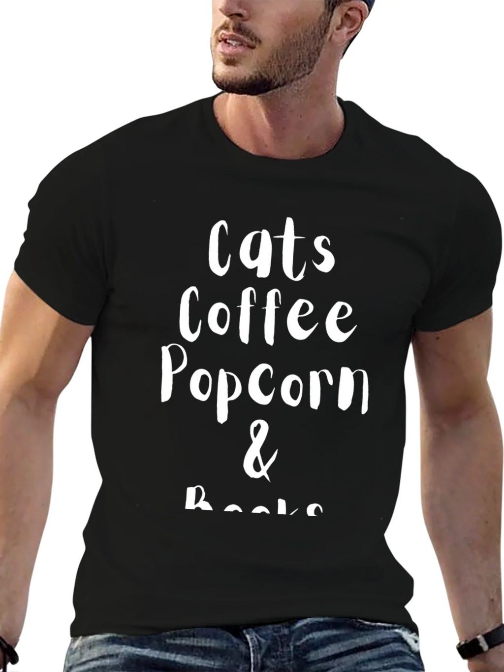 Cats Coffee Popcorn & Books T-Shirt
