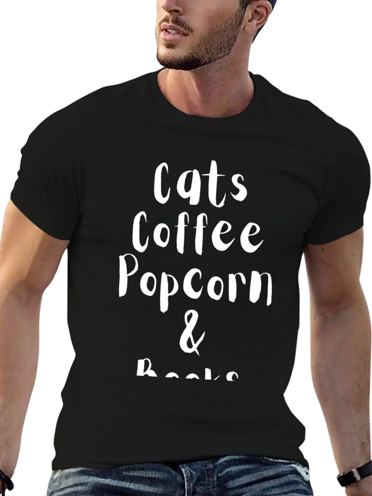 Cats Coffee Popcorn & Books T-Shirt