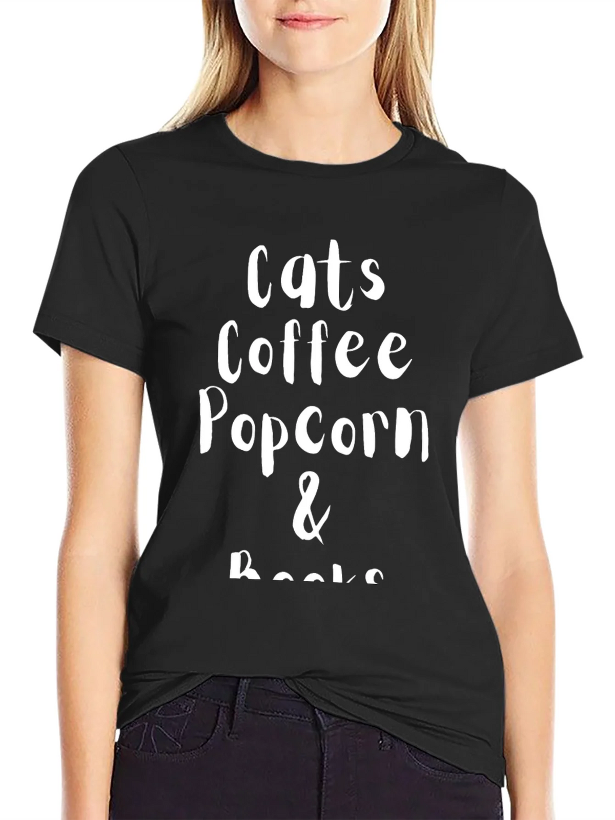 Cats Coffee Popcorn & Books T-Shirt