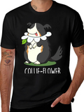 Collie-Flower T-Shirt: Dog & Flower Pun