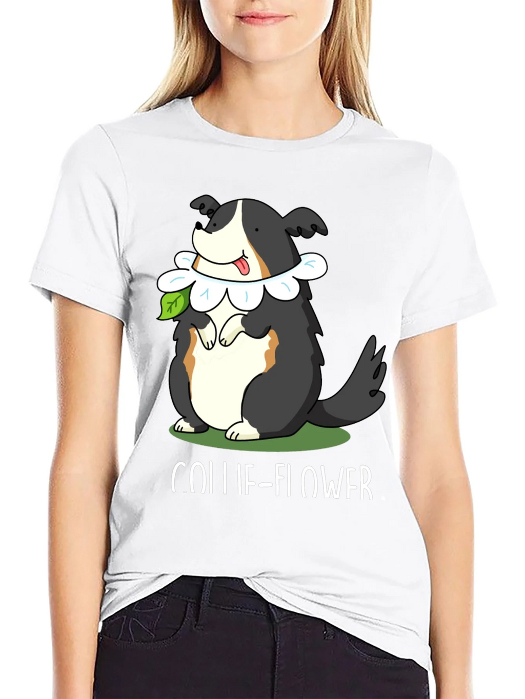 Collie-Flower T-Shirt: Dog & Flower Pun