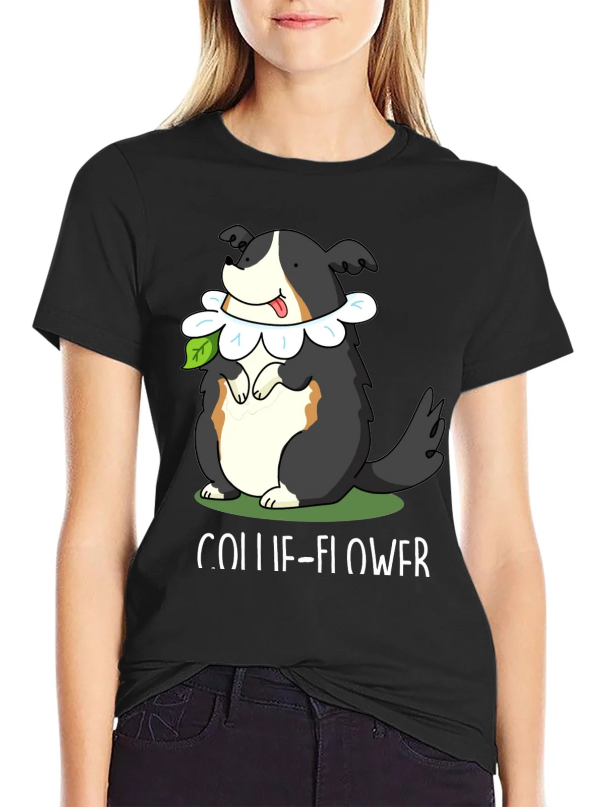 Collie-Flower T-Shirt: Dog & Flower Pun